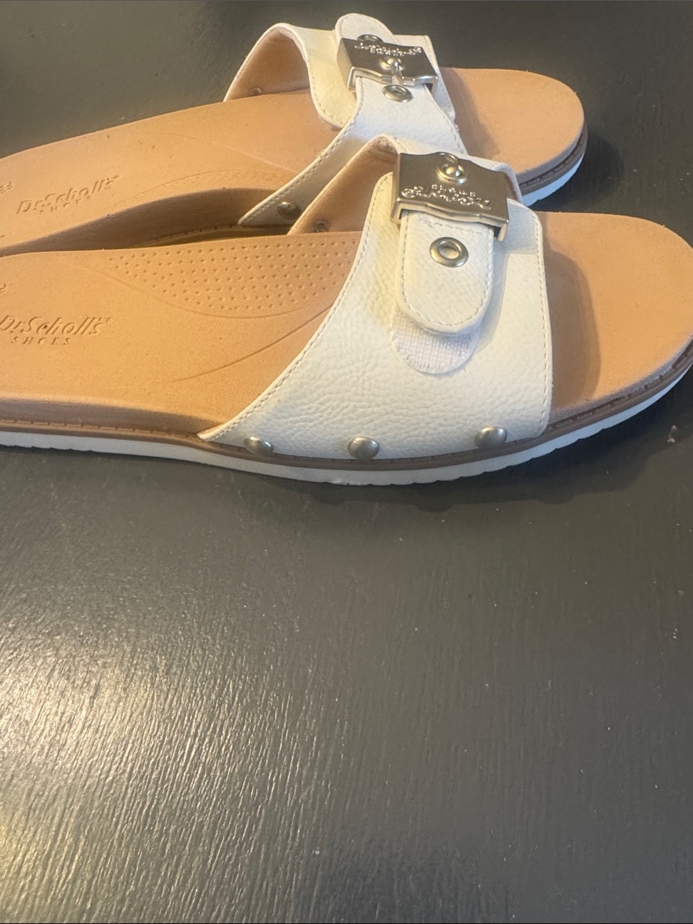 Dr scholls White Studded Leather Slide Sandal - Picture 2 of 3
